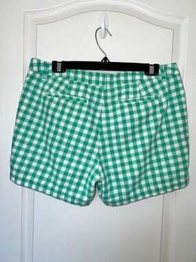 Merona Shorts Women’s Size 12 Green White Gingham Check Chino Casual Vacation